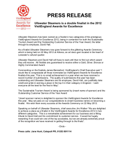 Draft letter to unsuccessful VisitEngland Awards Applicants