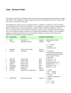Case: German Credit