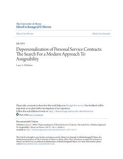 Depersonalization of Personal Service Contracts: The Search For a