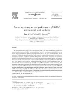 Partnering strategies and performance of SMEs` international joint