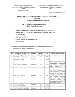 SITUATIONS ON CORPORATE GOVERNANCE