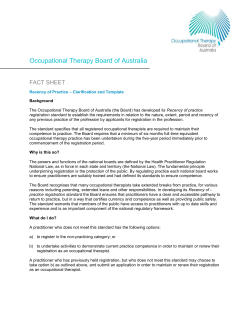 Recency of Practice - Clarification and Template