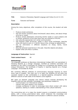 Intensive Elementary Spanish A1-A2