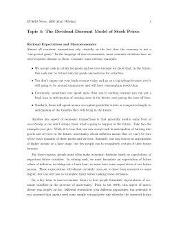 Topic 4: The Dividend-Discount Model of Stock Prices