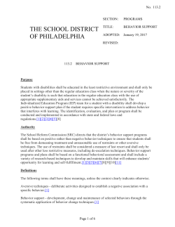 Behavior Support - The School District of Philadelphia