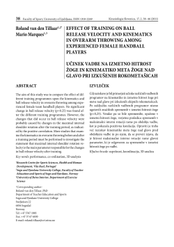 effect of training on ball release velocity and kinematics in overarm