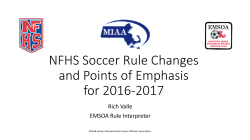 NFHS Soccer Rule Changes for 2016-2017