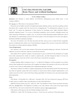 Arbib: CS564 "Brain Theory and AI" Syllabus Fall 2007 1 CSCI 564