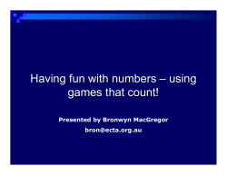 Having fun with numbers &ndash; using games that count!