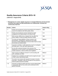 Quality Assurance Criteria 2015&ndash;18