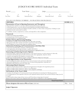 JUDGE`S SCORE SHEET: Individual Team