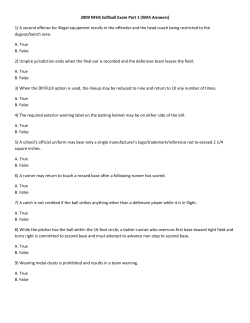 2009 NFHS Softball Exam Part 1 (With Answers) 1) A second