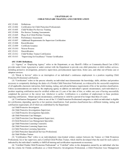 CHAPTER 65C-33 CHILD WELFARE TRAINING AND