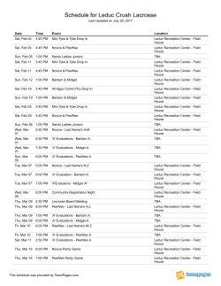 Schedule for Leduc Crush Lacrosse