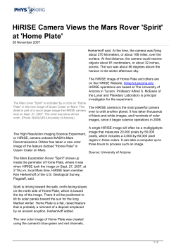 HiRISE Camera Views the Mars Rover `Spirit` at `Home Plate`