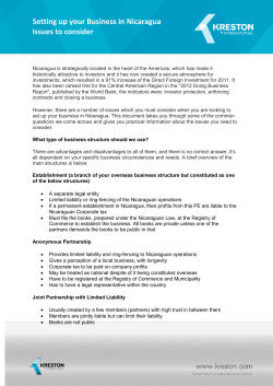 Setting up your Business in Nicaragua Issues to consider