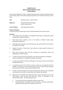 Netball Central Representative Apprentice Coach Job Description