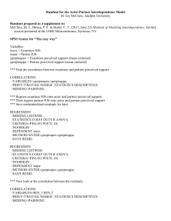 Handout for the Actor-Partner Interdependence Model M. Joy