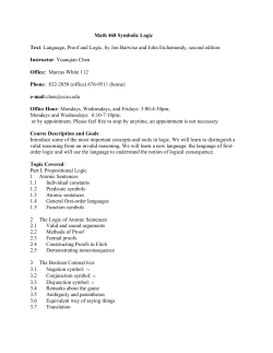 Math 468 Symbolic Logic Text: Language, Proof and Logic, by Jon
