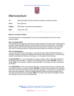 NFHS Boys Lacrosse Rule Interpretations Jan 2014