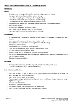 Some Literacy and Numeracy Skills in Community Studies