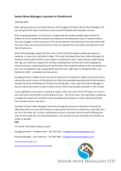 Senior Move Managers Launches in Christchurch