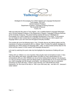 Page | 1 Strategies for Encouraging Your Child`s Speech and