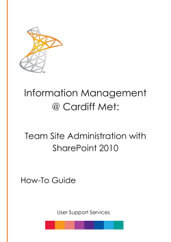 Team Site Admin - How To Guide - Library Services