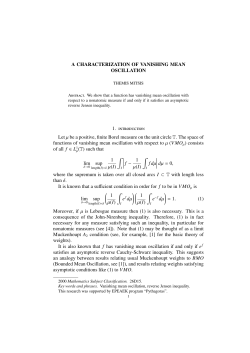 A CHARACTERIZATION OF VANISHING MEAN OSCILLATION 1.