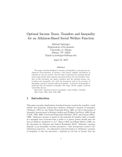 Optimal Income Taxes, Transfers and Inequality for an Atkinson