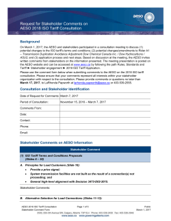 AESO 2018 ISO Tariff Application