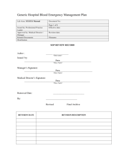 Generic Hospital Blood Emergency Management Plan