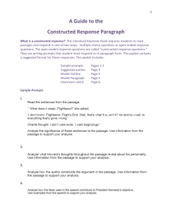 A Guide to the Constructed Response Paragraph