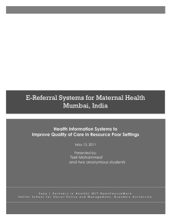 E-Referral Systems for Maternal Health, Mumbai, India