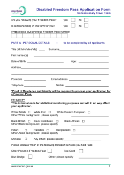 Disabled Freedom Pass Application Form