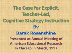 The Case for Explicit, Teacher-led, Cognitive Strategy Instruction