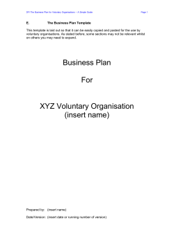 The Business Plan for Voluntary Organisations – A Simple Guide