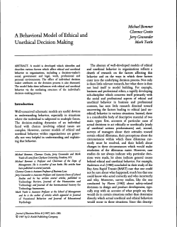 A Behavioral Model of Ethical and Unethical Decision Making - E-SGH