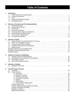 Canada Games Team PEI Policy and Procedures Manual