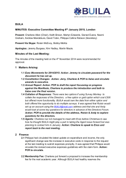 BUILA executive committee meeting notes January 2015