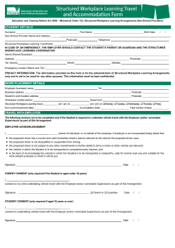 Structured Workplace Learning Travel and Accommodation Form