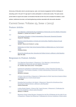 Democracy and Education - Volume 23, issue 1 (2015)