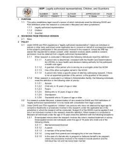 SOP: Legally Authorized Representatives, Children, and Guardians