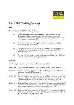 The NERC Training Strategy