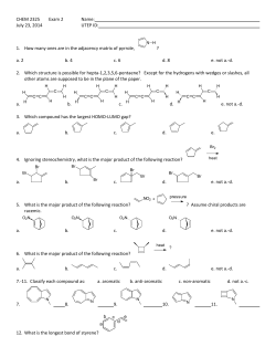 (Practice) Summer 2014 CHEM 2325 Exam 2