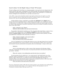 Susan B. Anthony "On Illegally Voting as a Woman