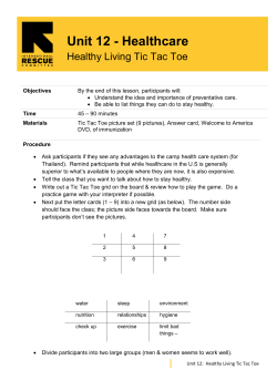 Healthy Living, Tic-Tac-Toe