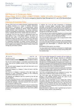 Key Investor Information DB Platinum IV