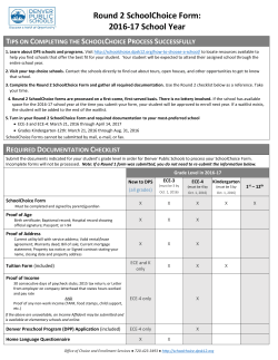 Round 2 SchoolChoice Form: 2016-17 School Year
