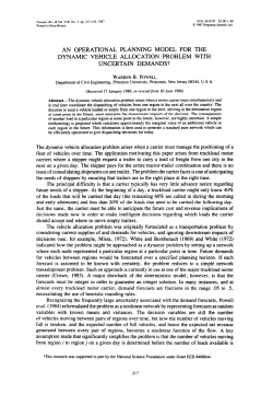 AN OPERATIONAL PLANNING MODEL FOR THE